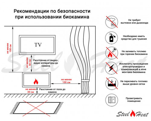 Биокамин встраиваемый SteelHeat LONG-V 900 Биокамин встраиваемый SteelHeat LONG-V 900