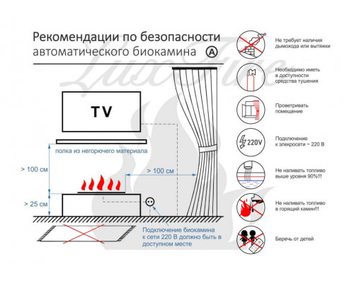 Автоматический биокамин Lux Fire Smart Flame 1400 RC INOX